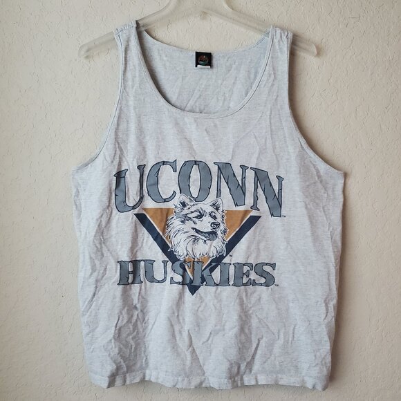 VTG Y2K PM XL UCONN Husky Mascot Logo Tank Top